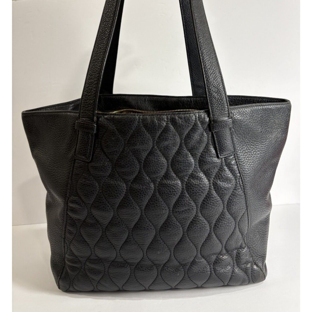 Vera Bradley Women's Tote Shoulder Bag Black Quilted Leather With Floral Pattern - Picture 5 of 12